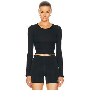 Year of Ours Ribbed Crop Long Sleeve Tee, Size S